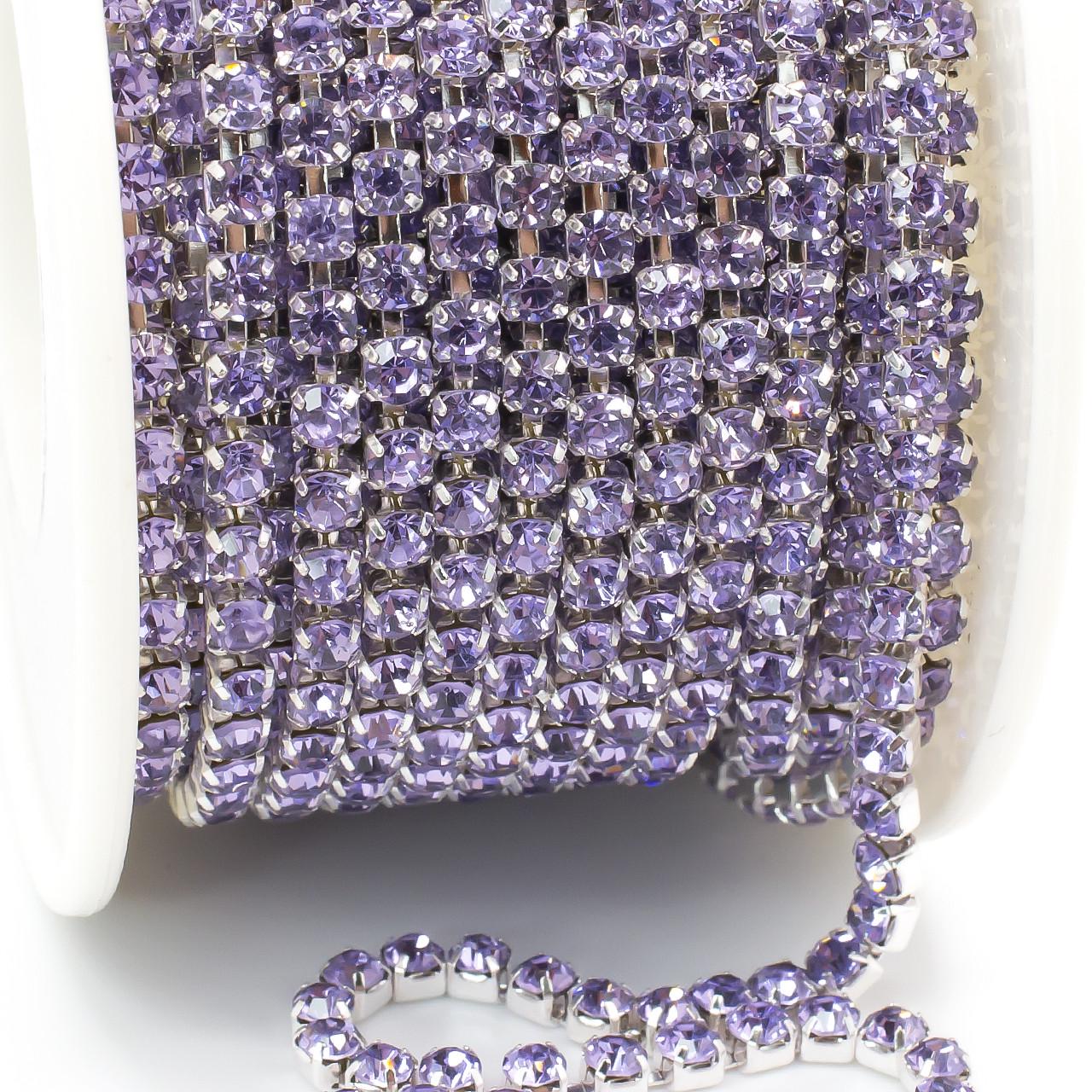 Цепь стразовая SS10 2,8 мм 1 м Violet silver (ЦС1003с15)