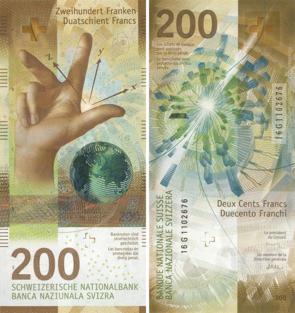 Коллекционная банкнота Швейцария 200 франков 2018 UNC Pnew (Б10545)