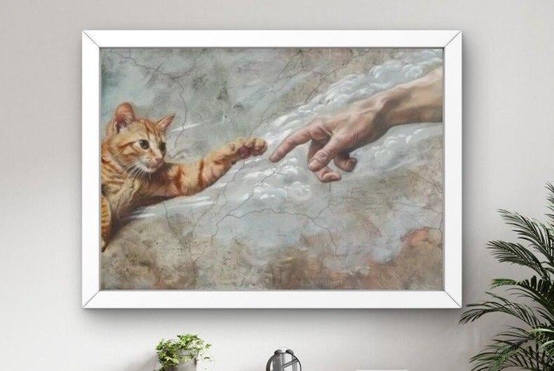 Постер в рамці під склом Створення кота А3