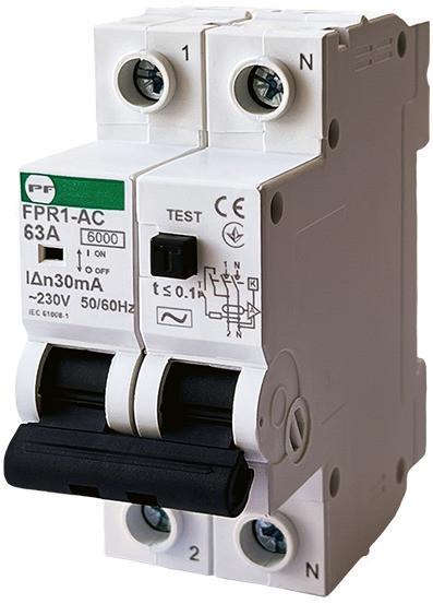 Реле дифференциальное Промфактор FPR1-AC C63 30 мА 2P 6кА (3016635452)
