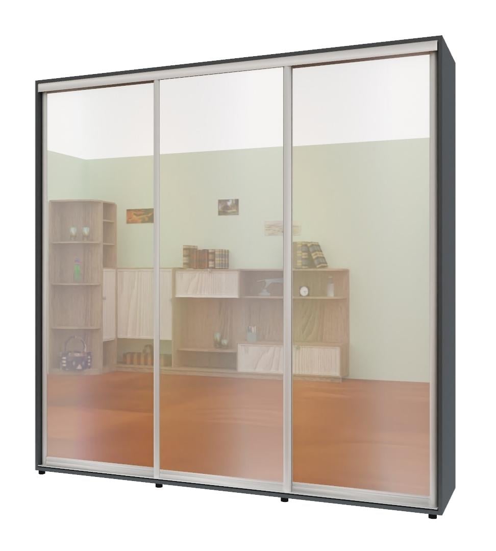 Шкаф-купе трехдверный Комфорт Мебель Зеркало Стандарт 230х60х240 см Графитовый
