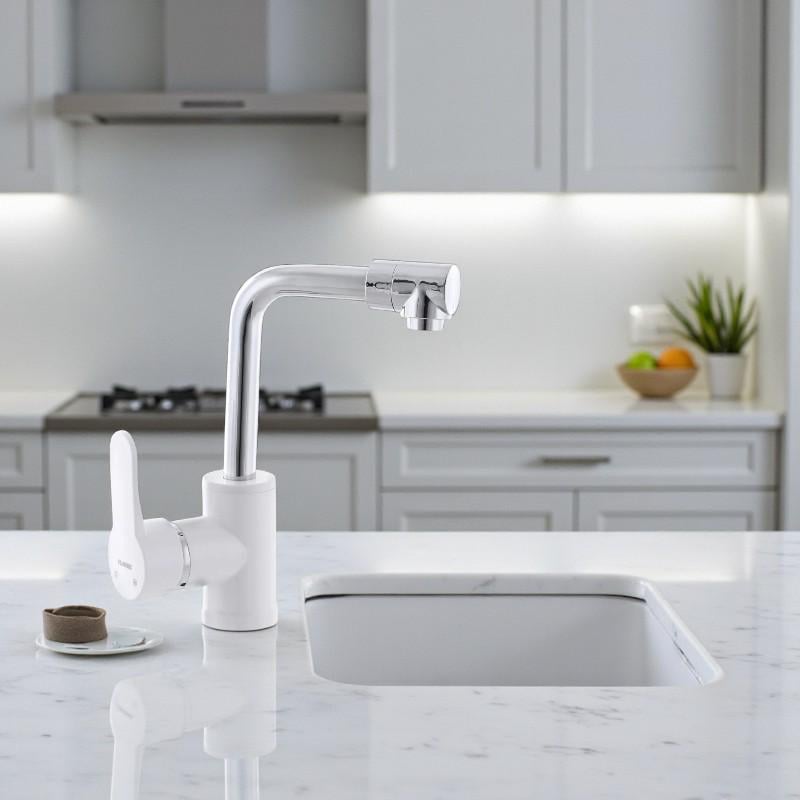 Смеситель для кухни PLAMIX MARIO-1 с высоким изливом однорычажный пластик Белый (b-PM0556) - фото 2 Смеситель для кухни PLAMIX MARIO-1 с высоким изливом однорычажный пластик Белый (b-PM0556) - фото 2