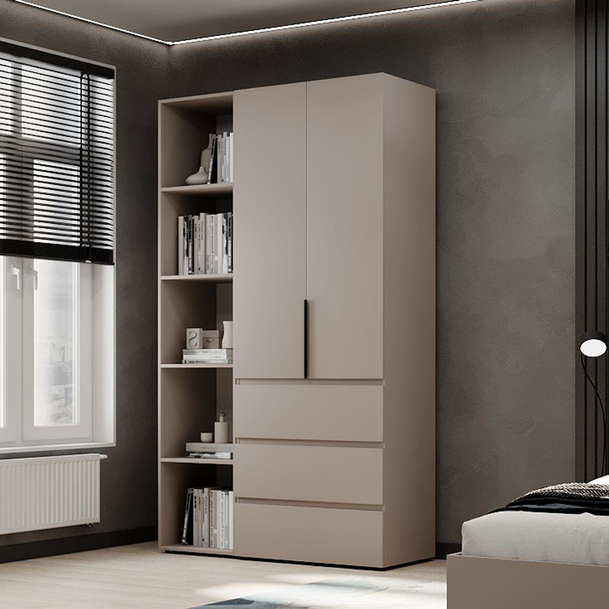 Шкаф распашный AiH Light №7 2-дверный с полками/ящиками и штангой для одежды 120x220x50 см Кашемир (LTK0714000000)