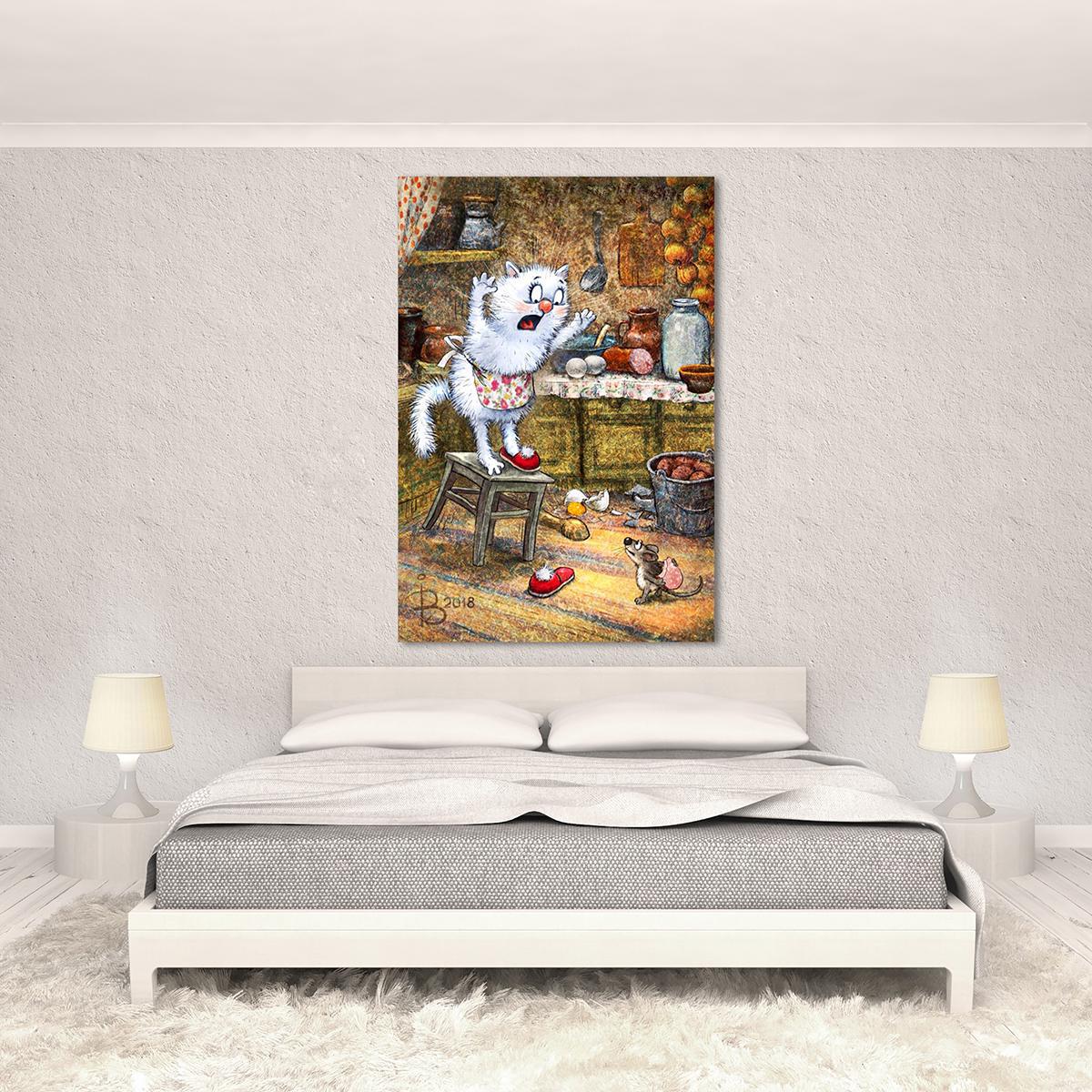 Модульная картина Про Мурочку и мышь 1 модуль 50x75 см