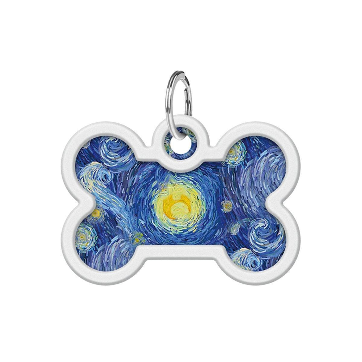 Адресник металевий для собак і котів Waudog Smart ID Водяні лілії з QR паспортом кістка 40х28 мм (0640-0201 Col)