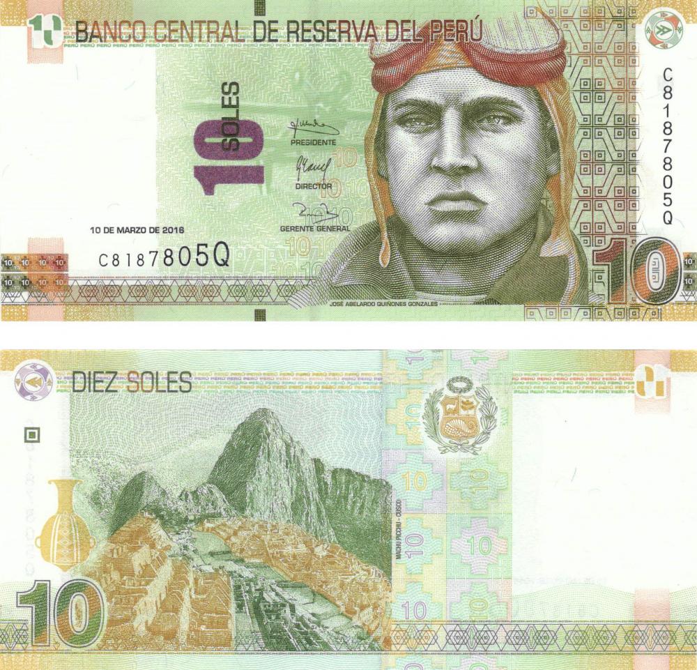 Коллекционная банкнота Перу 10 соль 2016 UNC P192 (Б11073)