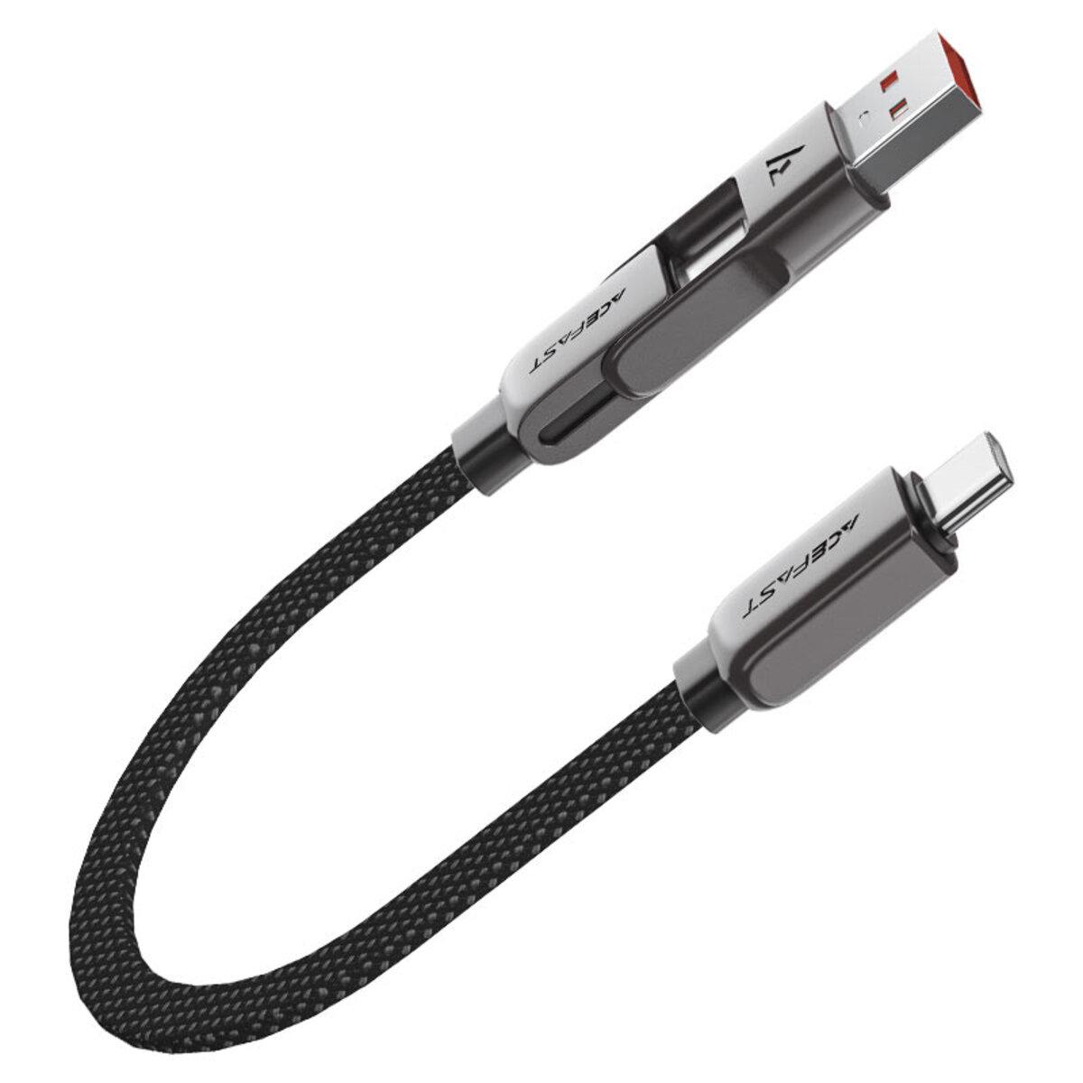 Кабель Acefast C13-05 USB/USB-C-USB-C 3A/60W/ Nylon/Zinc Connectors 0,2 м Black (6974316283539) - фото 3