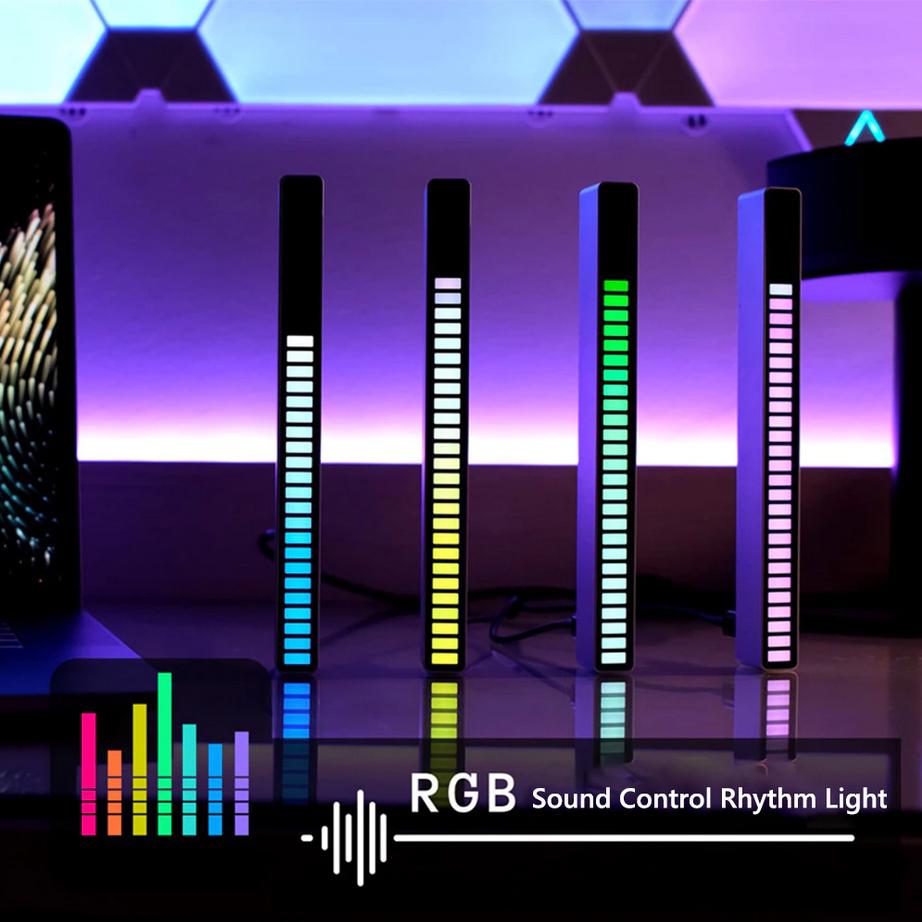 Світлодіодний світильник USB RGB із мікрофоном 32 світлодіоди 5 V 18 см (VA-Music Levels White) - фото 6