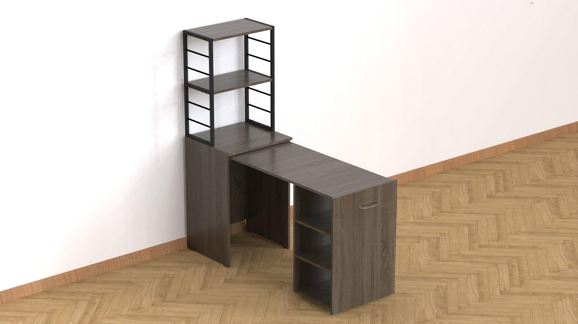 Стіл-тумба трансформер Ferrum-decor Смарт 4/2 з етажеркою метал/ДСП 16 мм 1430x1450x600 мм Чорний/Дуб Сонома Трюфель (FRD-105134) - фото 9