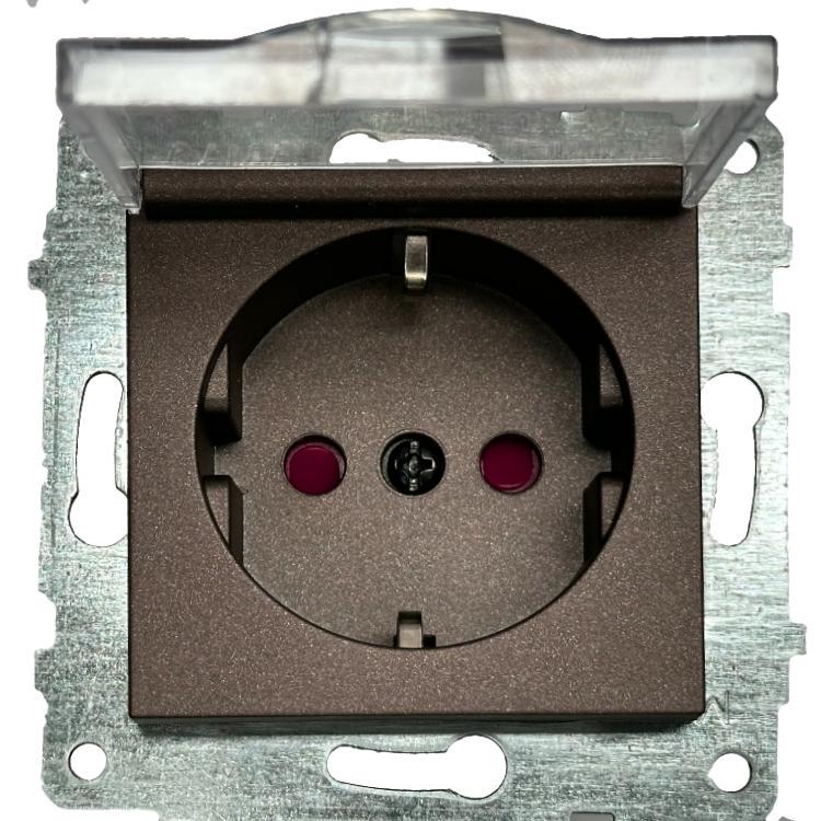 Розетка одинарная с крышкой и защитой от детей Ovivo Grano Мокко (00000018696)