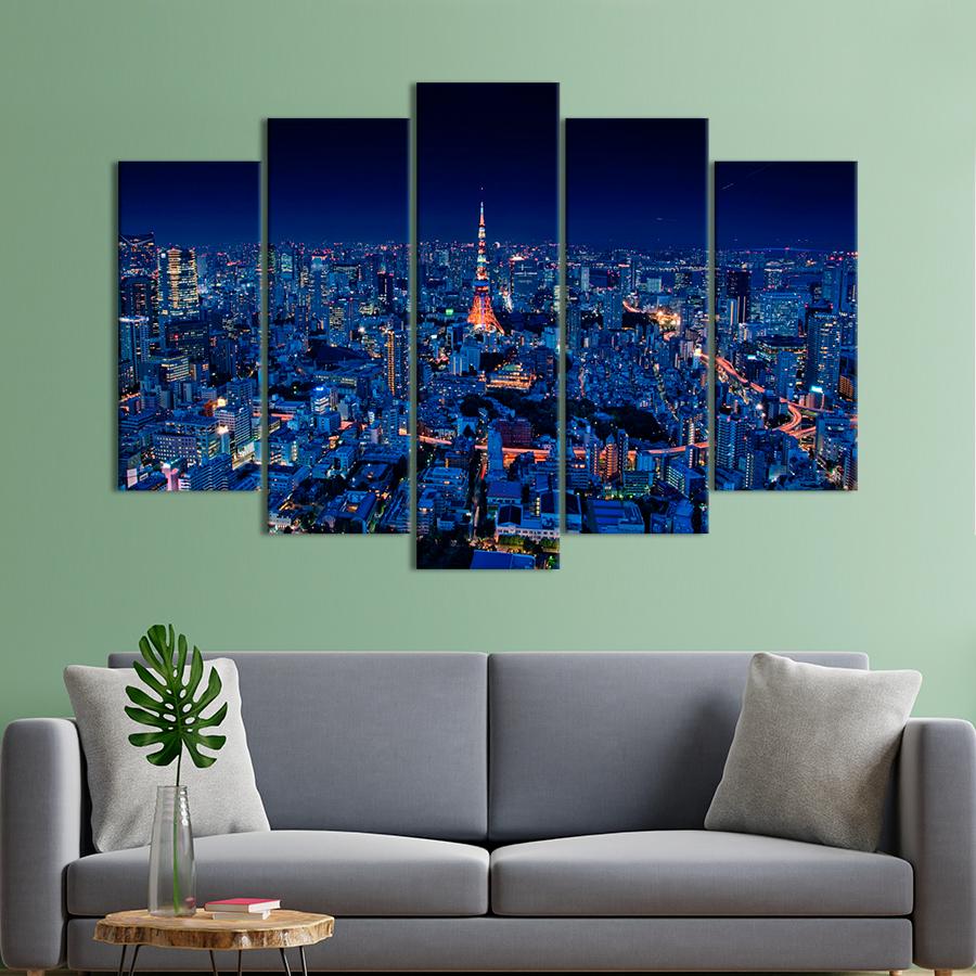 Картина город Ночная столица Японии Токио 112x68 см (A763-5)