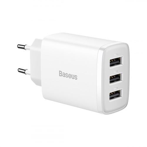 Устройство cетевое зарядное Baseus Compact Charger CCXJ020102 3 Usb 17 W White