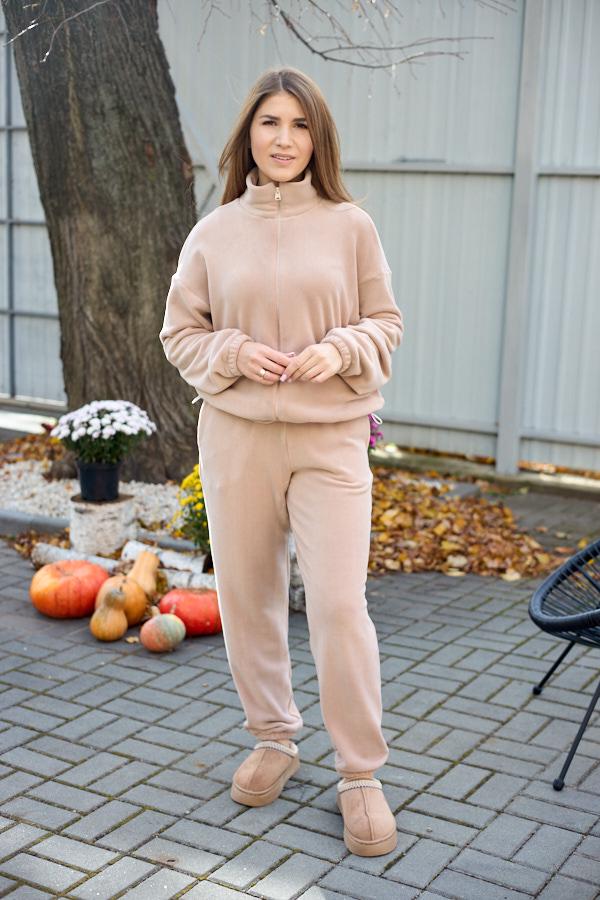 Спортивный костюм женский AKSAN зимний флисовый двойка M Бежевый (25.2805_beige_44(M))