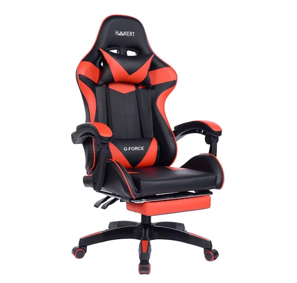 Крісло геймерське з підставкою для ніг Hanert G-Force Black/Red