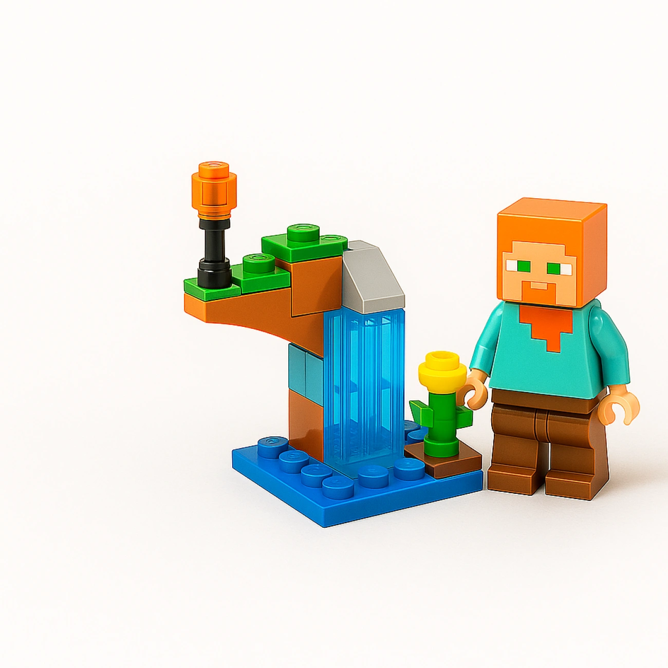 Конструктор для детей Водопад с Алексом в стиле Minecraft 38 эл. (66771H)