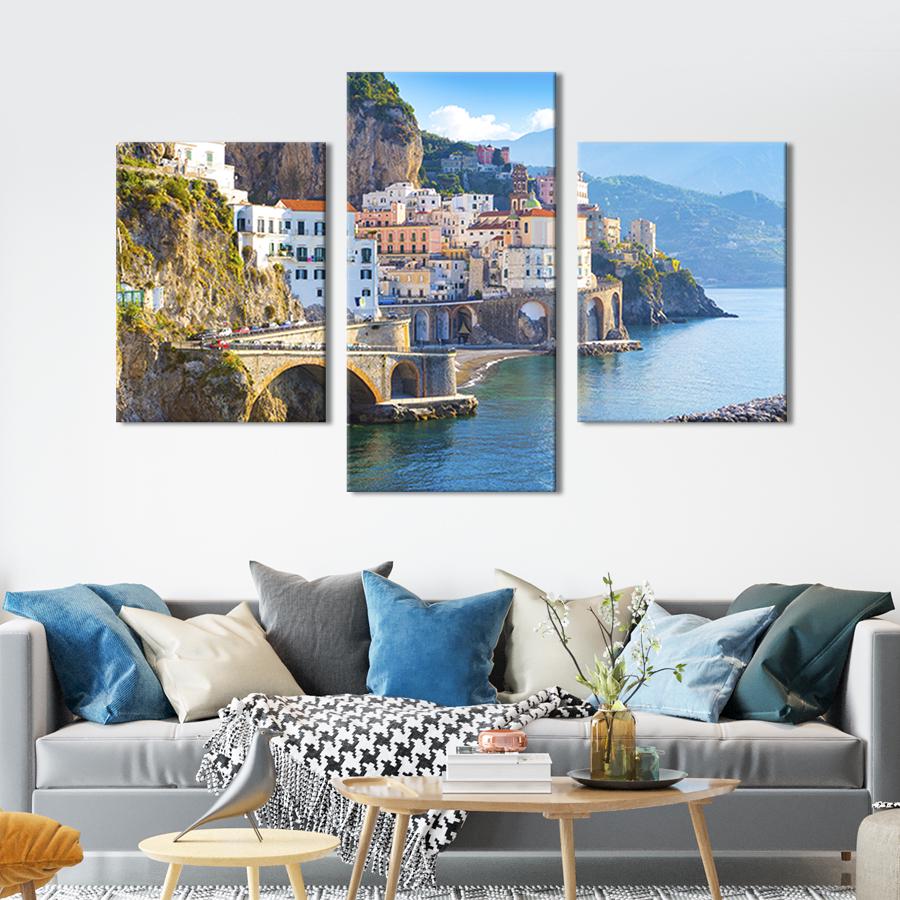 Картина для интерьера Приморский город Амальфи 96x60 см (395-32)