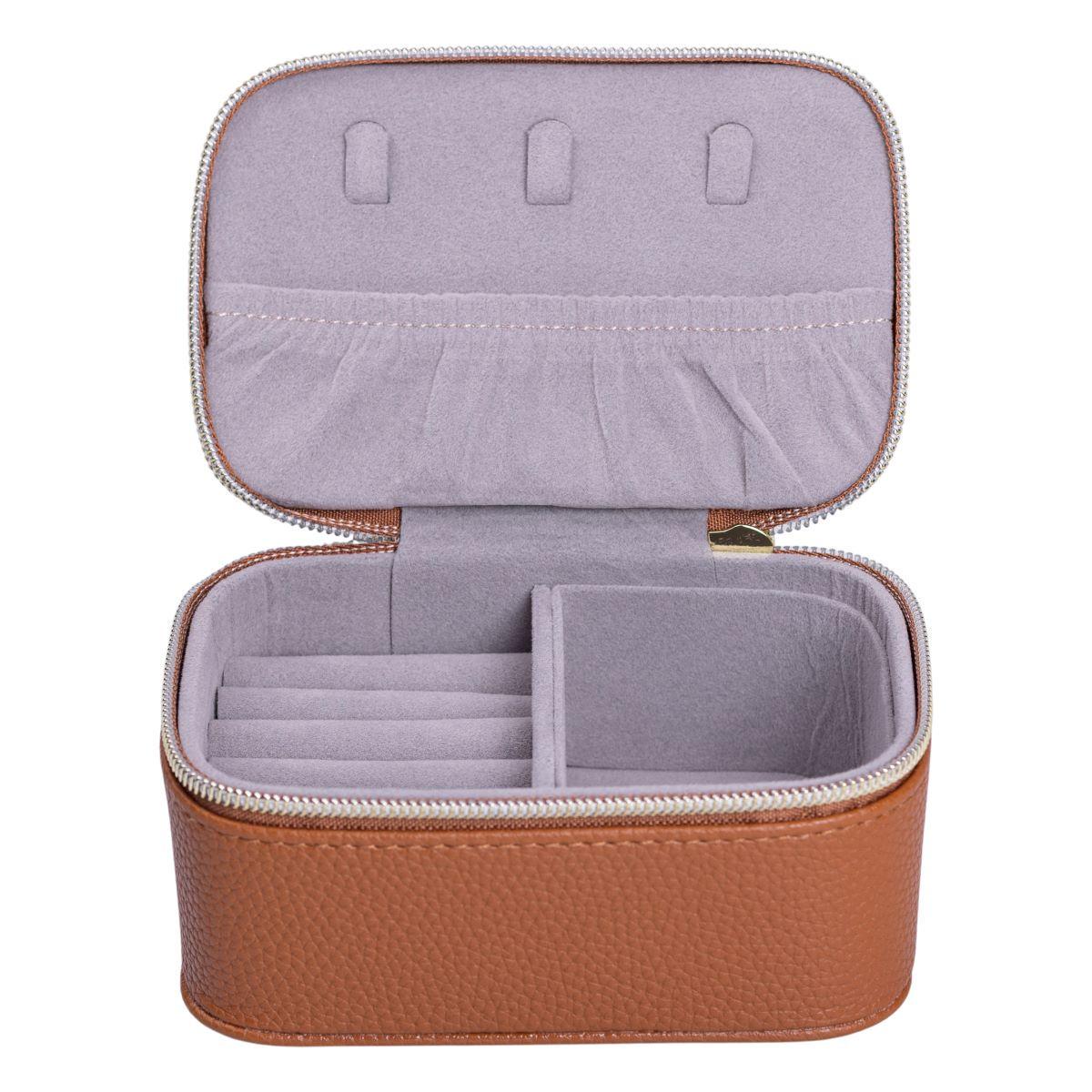 Шкатулка для украшений из экокожи на молнии мини HP-5-26BR (A-033873)