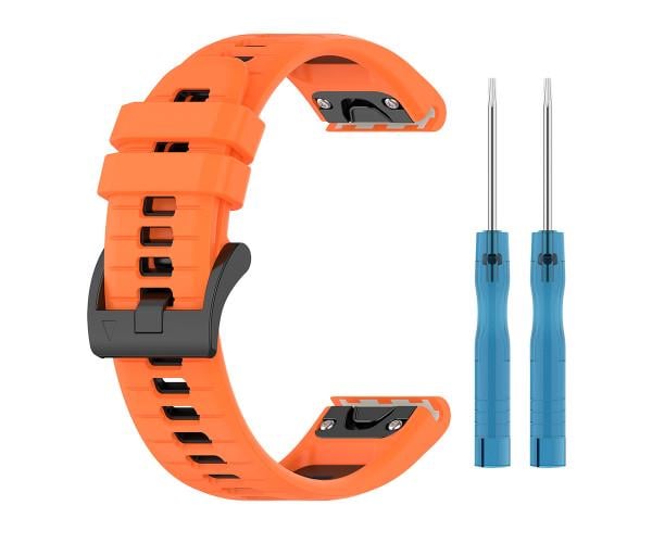 Ремешок Sport Silicone Dual Color для смарт-часов Garmin Fenix 8 43 мм 20 мм Черный с оранжевым