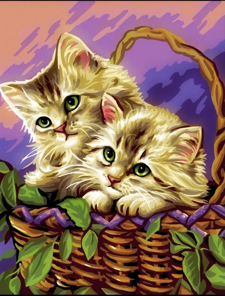 Алмазна мозаїка Котики в кошику 21x27 см (27368)