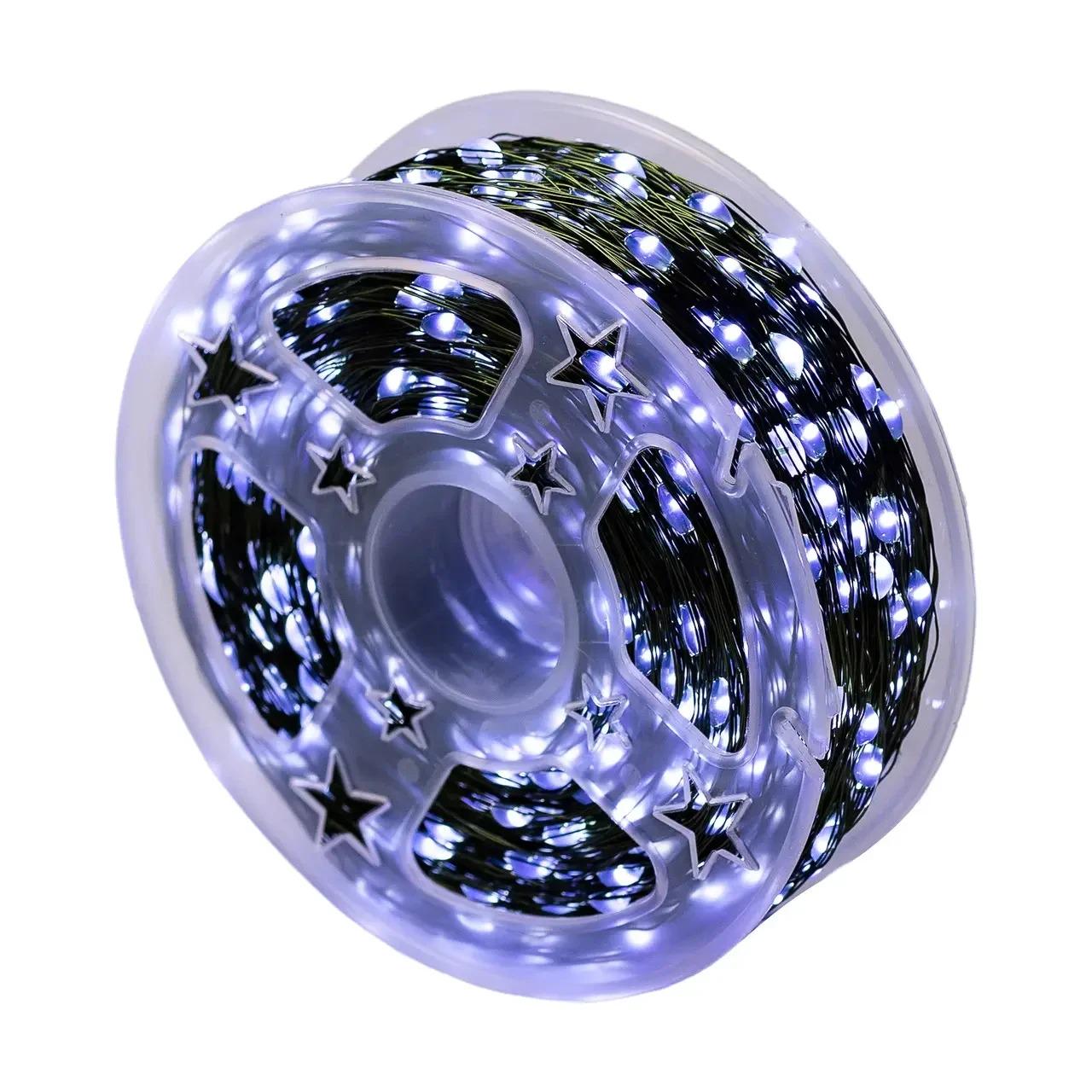 Гирлянда роса зеленый провод - USB с пультом д/у холодный Белый 120 м 1200 диодов (TOP-256-98)