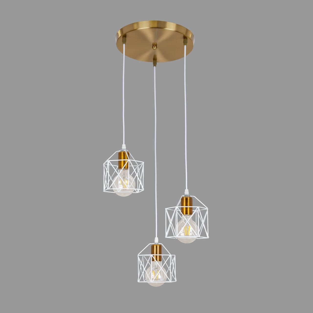 Люстра с плафонами лофт Бронзовый/Белый (56-PR101F-3 BRZ+WH (300)