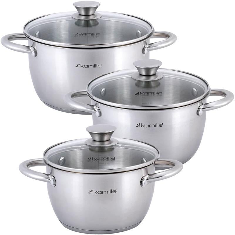 Набір каструль Kamille Gladys з нержавіючої сталі/ з мірною шкалою 1,5/2 /3 л