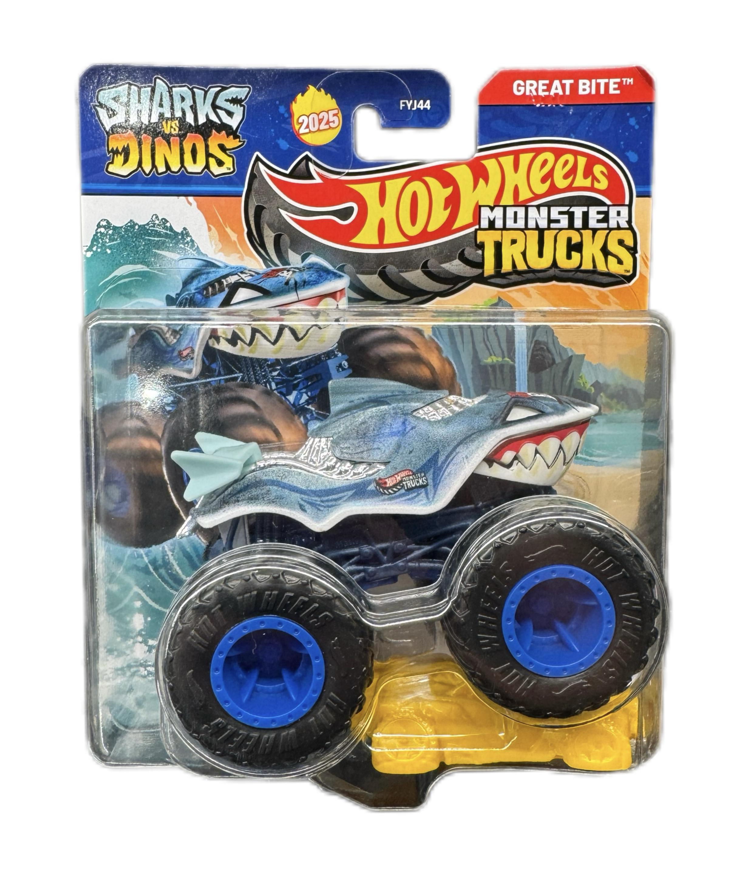 Машинка-внедорожник Hot Wheels Monster trucks Sharks vs Dinos 2025