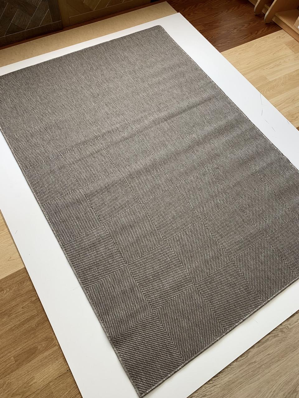 Килим безворсовий абстрактний рогожка прямокутний 80х250 см Бежевий (10030-0101)