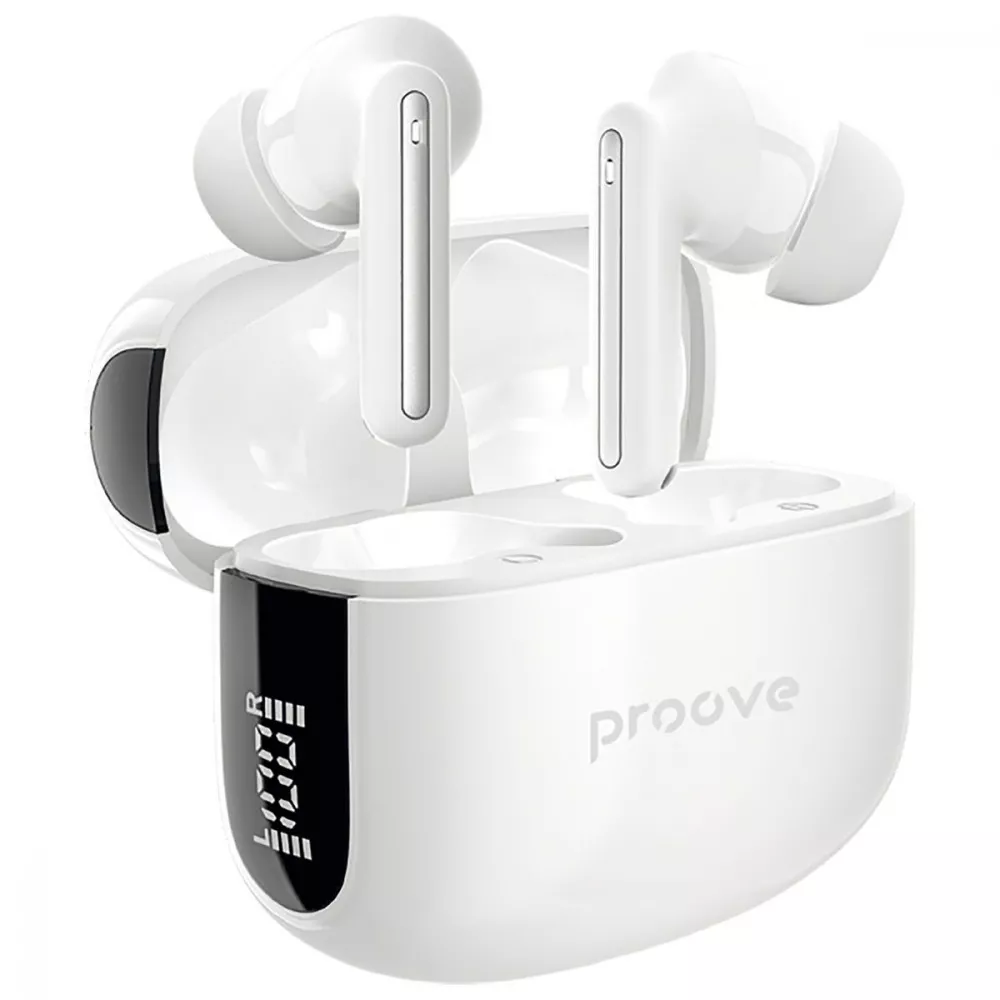 Наушники беспроводные Proove Tempo TWS APP Bluetooth 5.4 ANC кейс 300 мАч White (TWTM0001AP02)