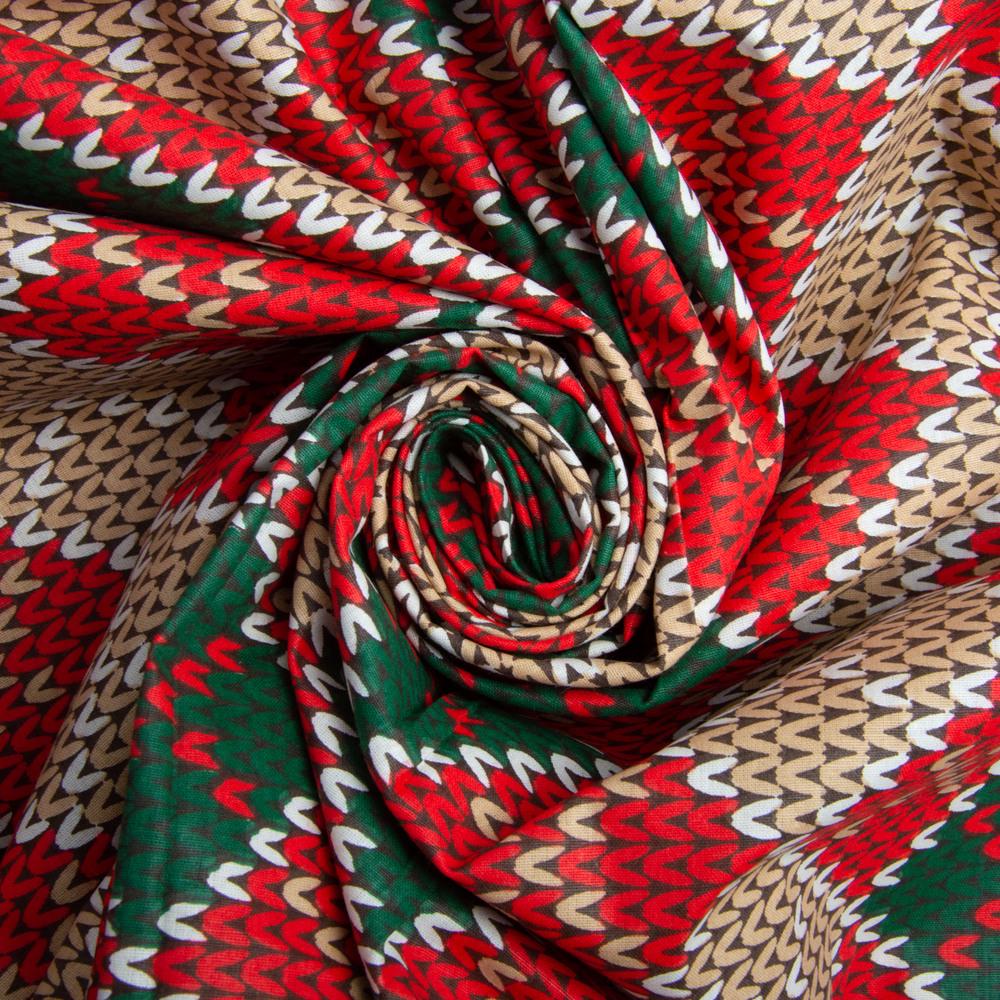 Ткань бязь ранфорс для постельного белья M05175/1 вязкая 130 гр/м2 240 см Бежево-красный (25825)