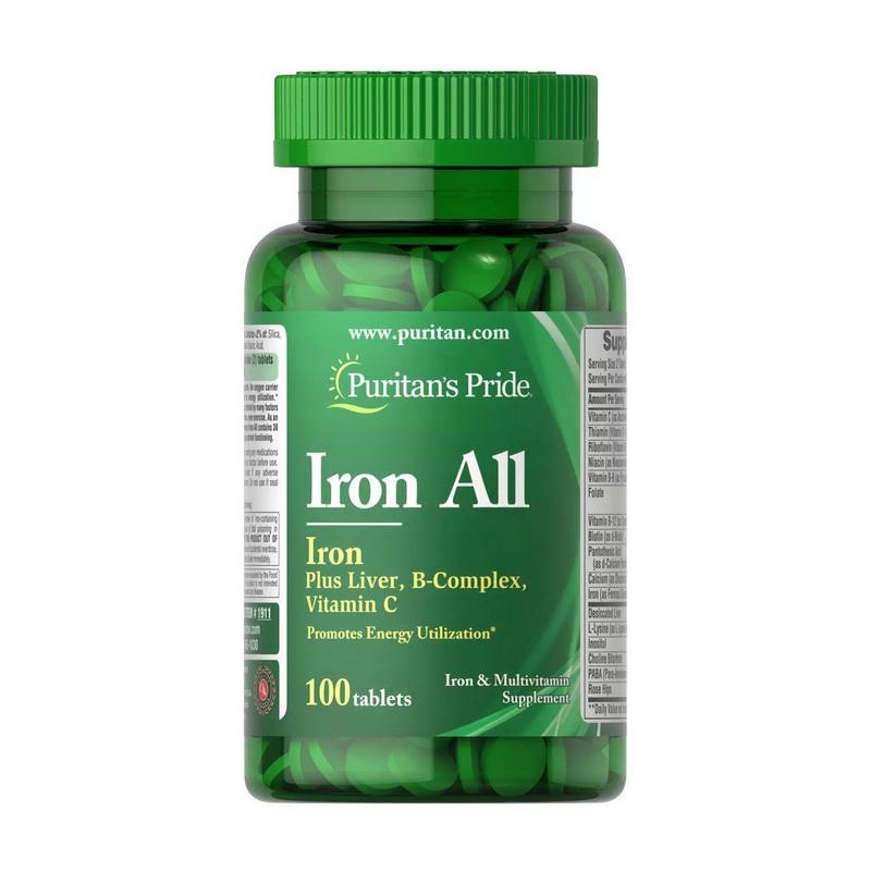 Витаминно-минеральный комплекс Puritan's Pride Iron All 100 tabs