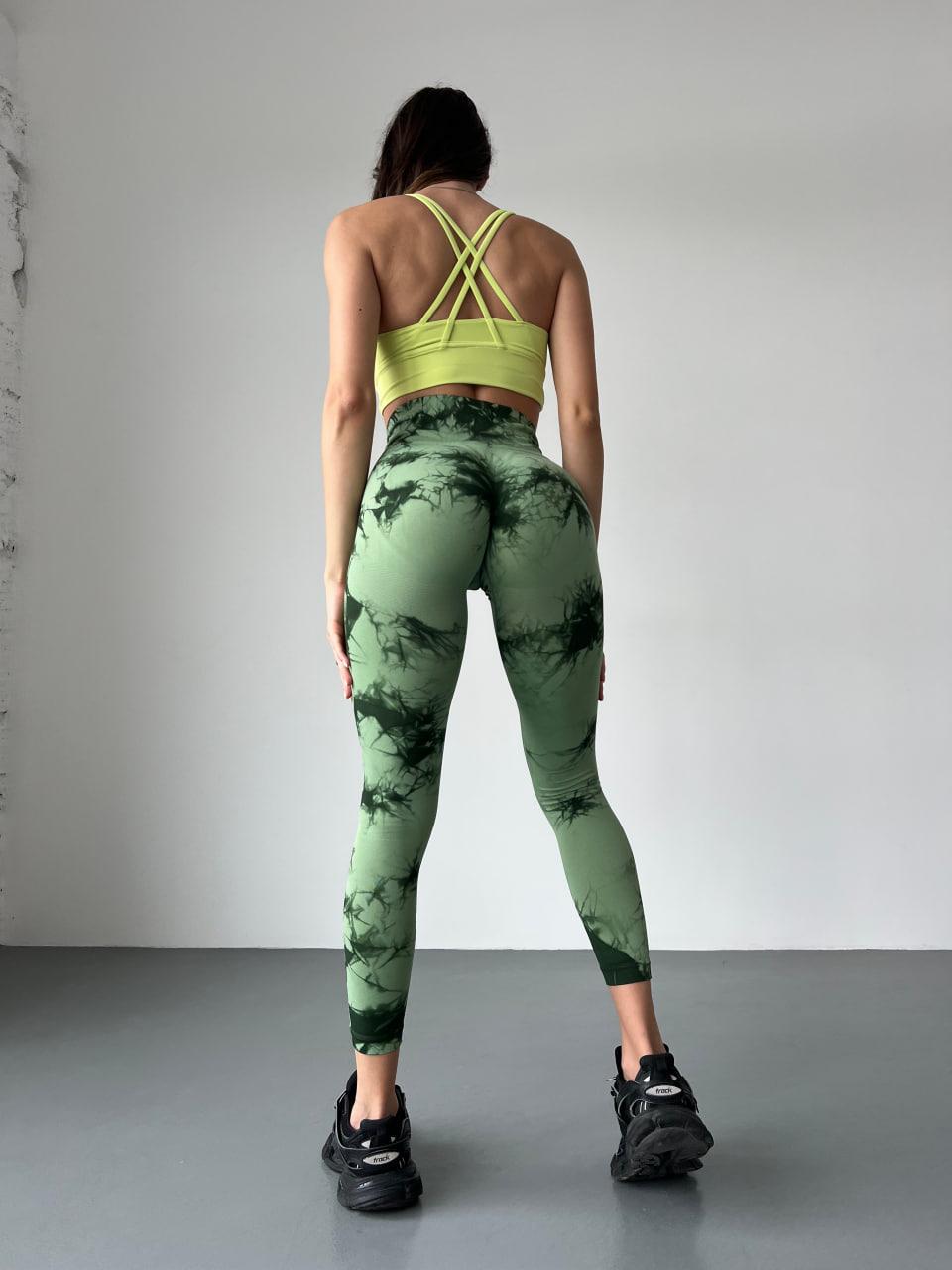 Леггинсы с мраморным принтом S Зеленый (HX0130000S) - фото 4