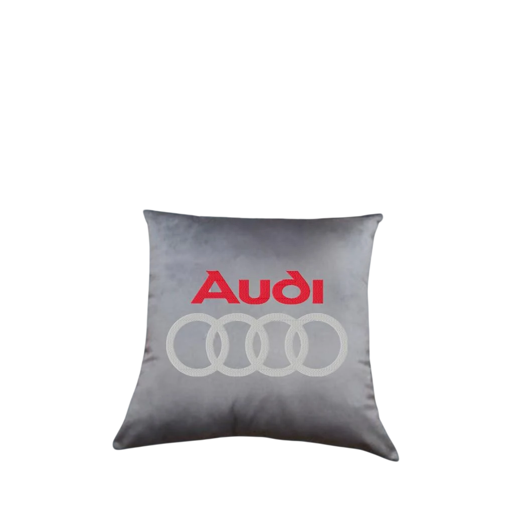 Подушка в автомобіль c вишивкою логотипу Audi Сірий (00454)