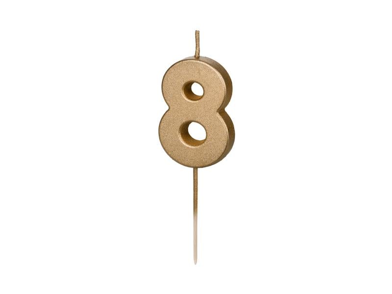 Свічка для торту 8 PartyDeco 4,5 см Золотий (5904555032378)
