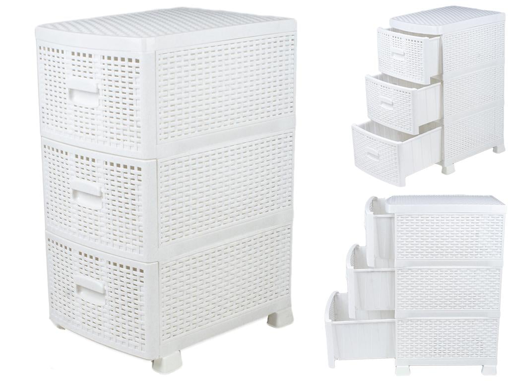 Комод Rotange 3-ярусный 47х36х70 см Белый MCS-BK072-1