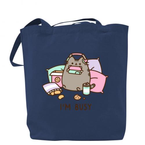 Шопер Pusheen "I'm Busy" 37х41 см Темно-синій (13422422-8-184714) - фото 1