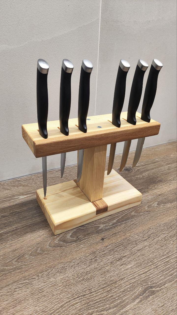 Подставка деревянная для 6-ти ножей 25х19х12 см Светлое дерево (24972842) - фото 3 Подставка деревянная для 6-ти ножей 25х19х12 см Светлое дерево (24972842) - фото 3