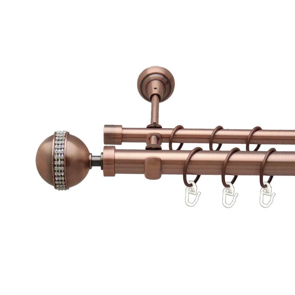 Карниз Orvit Авея двухрядный гладкий 25/16 мм 240 см Античная медь (00-00012506)