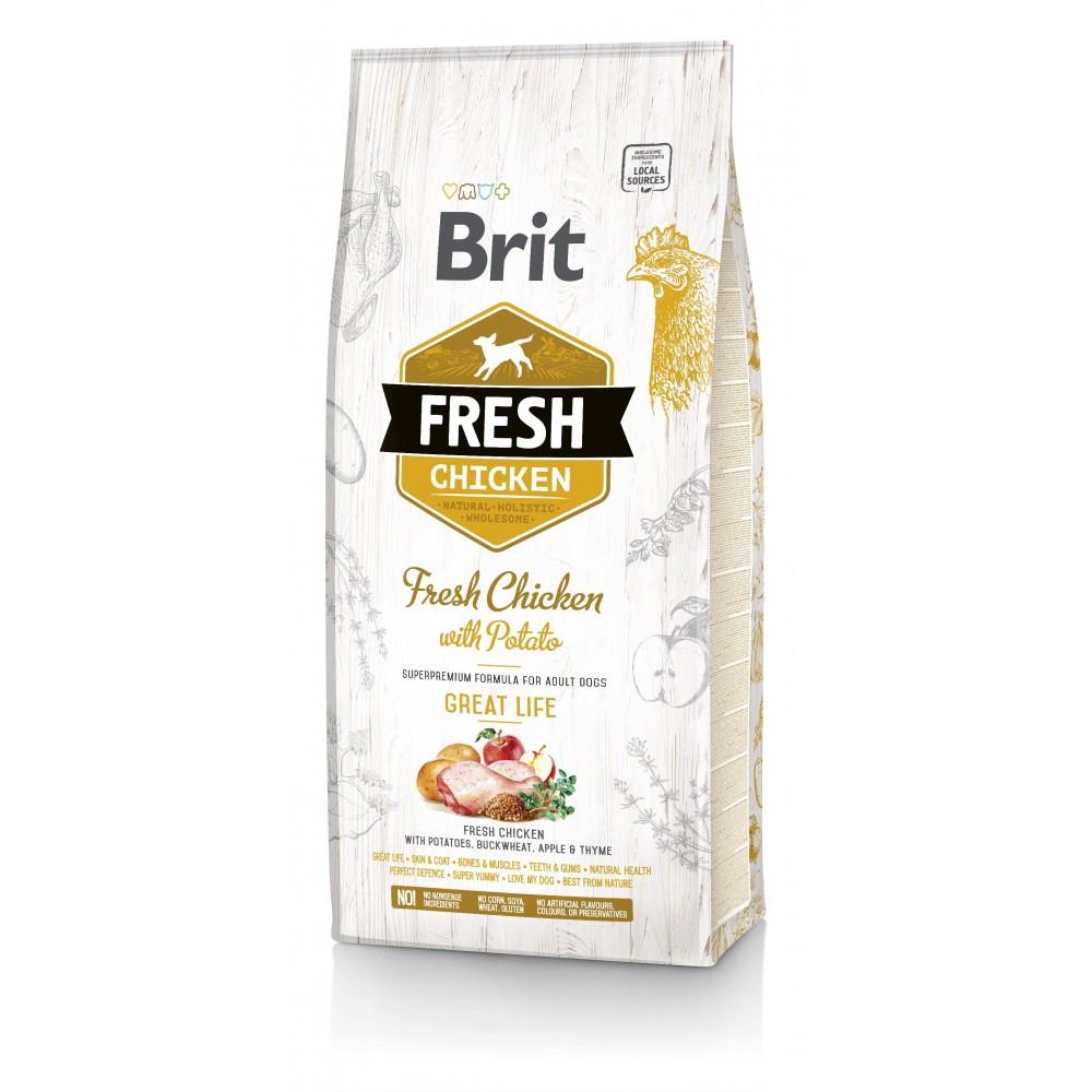 Корм сухой Brit Fresh Chicken/Potato для взрослых собак всех пород с курицей и картофелем 12 кг