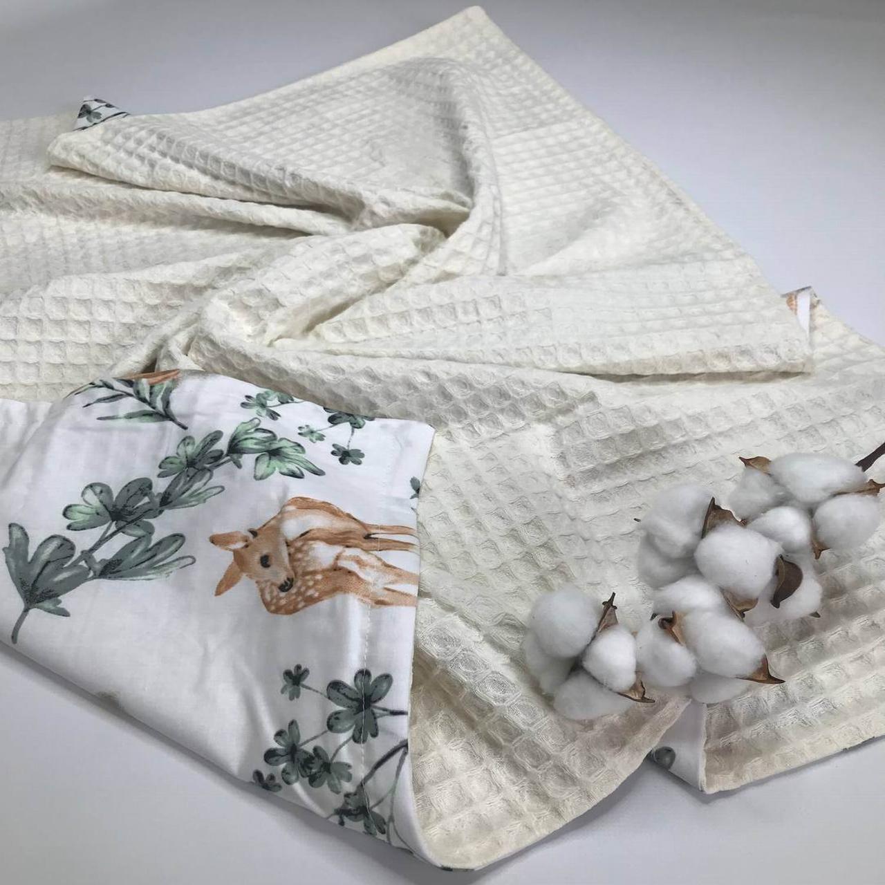 Плед детский Penetka Коричневые оленята вафельное полотно/хлопок 100x80 см Бежевый (6489.100.80.2)