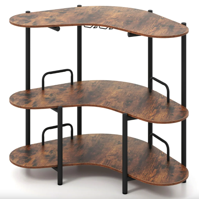 Барний стіл фуршетний Costway Wise з полицями кутовий (5035)