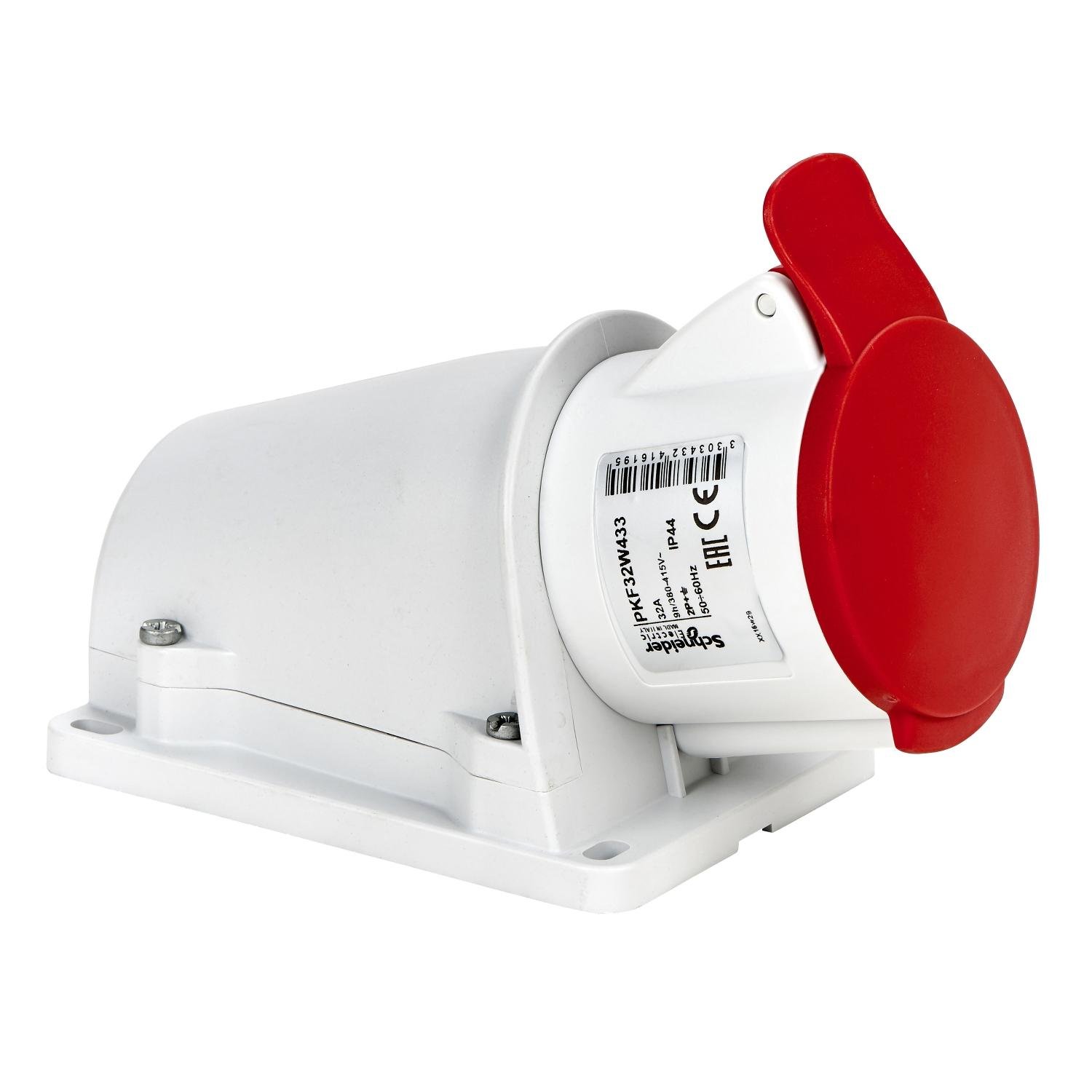 Силовая розетка Schneider Electric PratiKa 2P+E 32А 415 В стационарная IP44 Красный (PKF32W433)