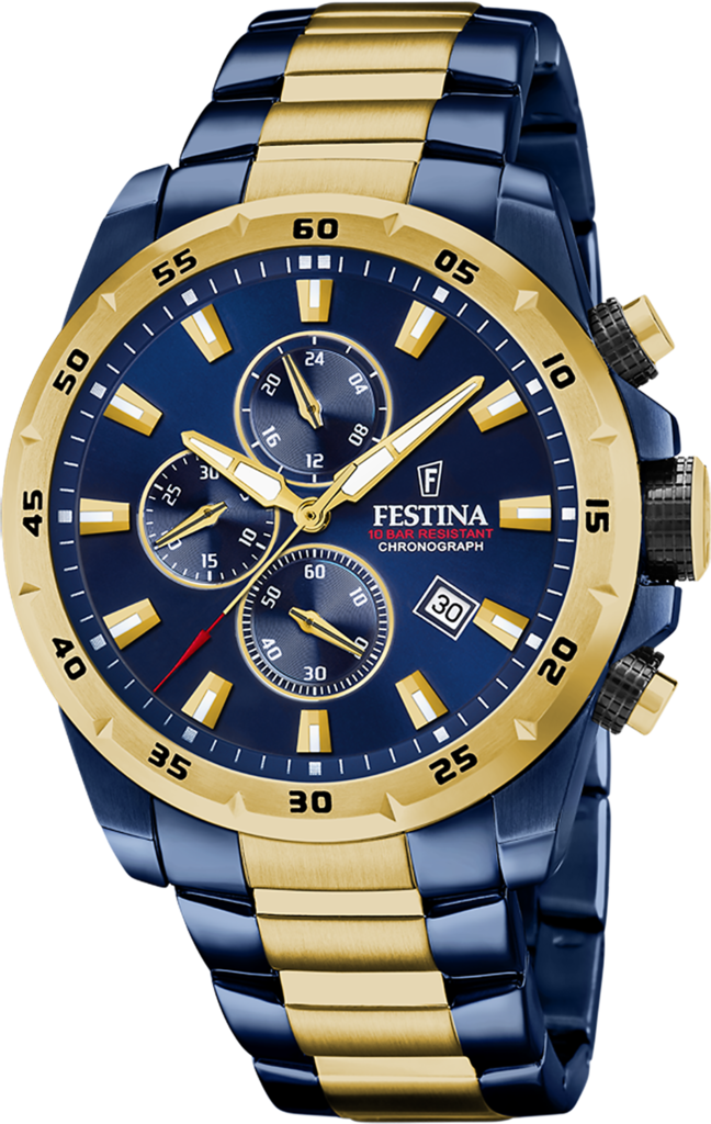 Наручные часы мужские Festina F20564/1 Chrono Sport со стальным корпусом WR 100 м и синим циферблатом