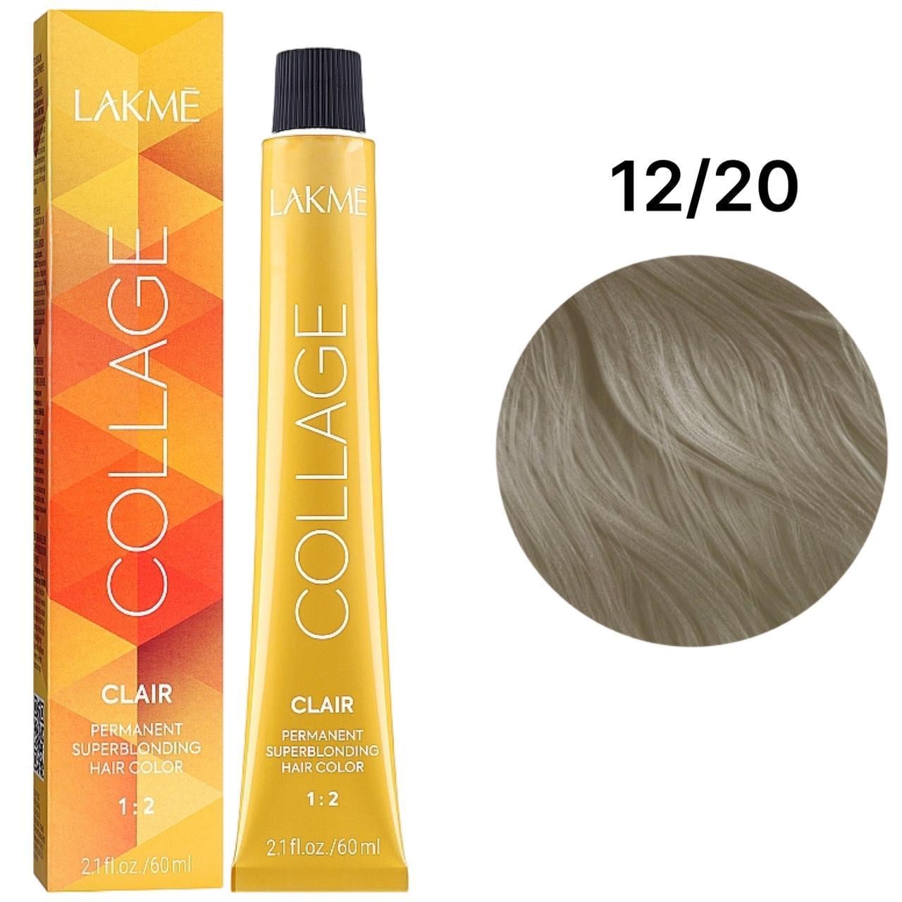 Краска для волос стойкая Lakme Collage Creme Hair Color 12/20 Суперосвещающий светло-белокурый фиолетовый 60 мл