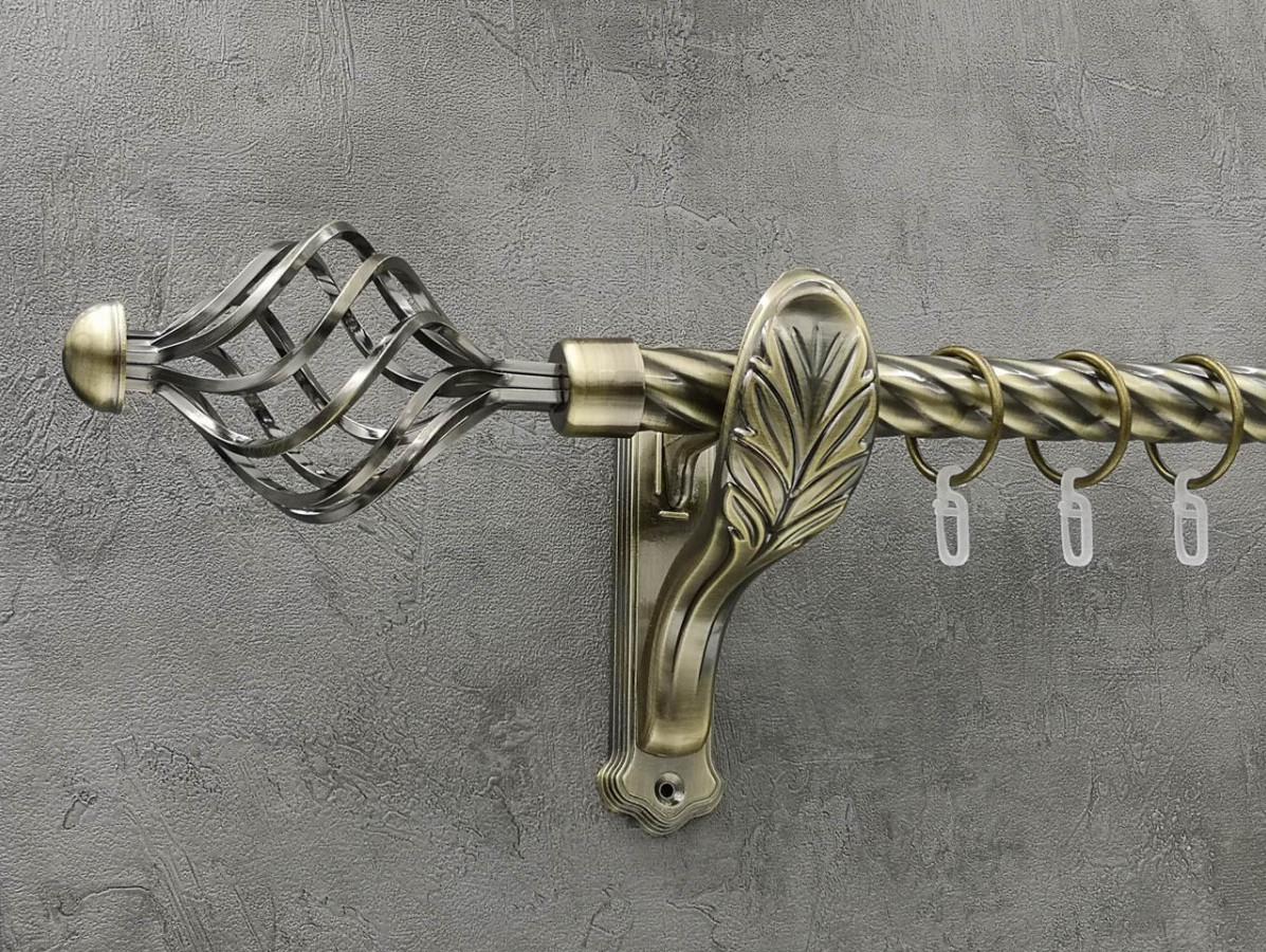 Карниз Quadrum Арезо кручена штанга одинарний ретро 25 мм 300 см Антик (262043326)