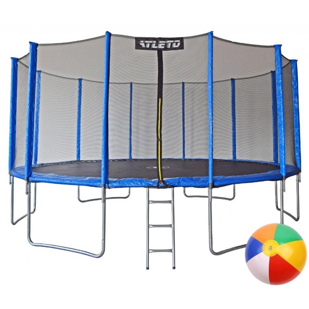 Батут детский Atleto с сеткой и стремянкой 490 см Синий с мячиком (4240049212)