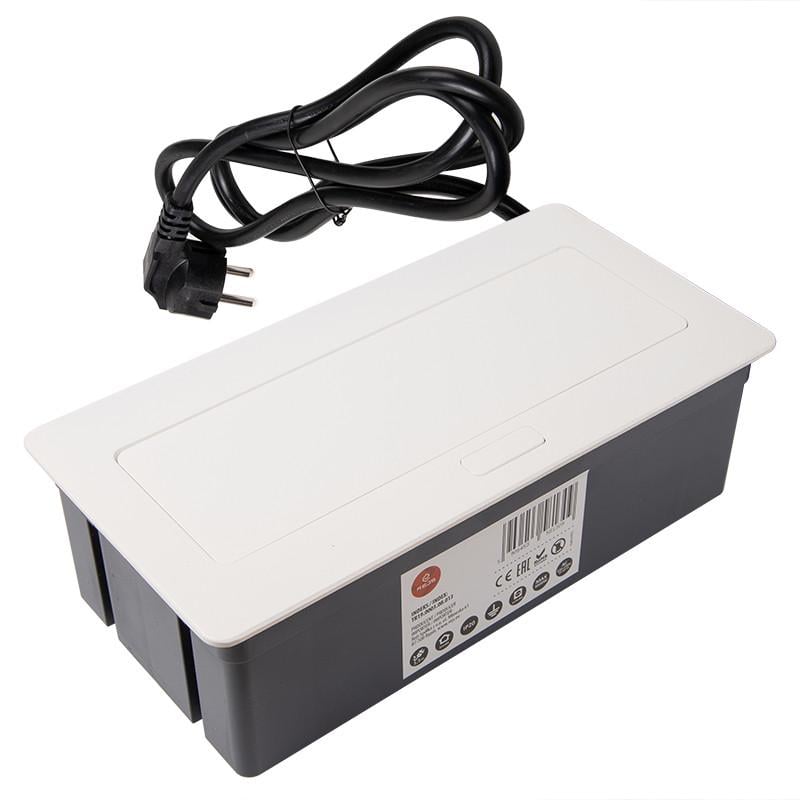 Удлинитель встраиваемый прямоугольный для стола ELEKTRIMA KWADRO 2xschuko 2xUSB 2,1A 5V Белый (012711)
