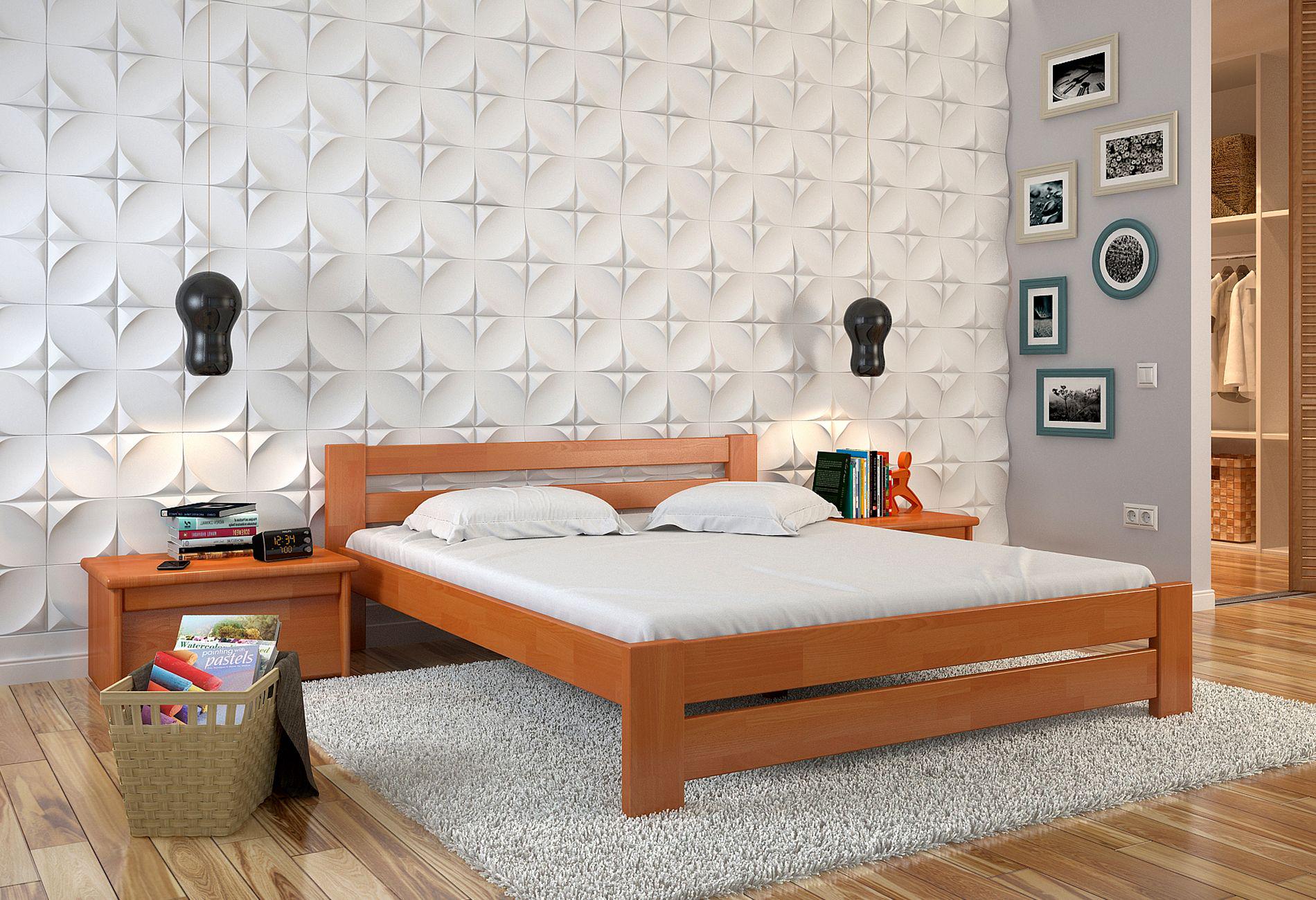 Кровать Arbor Drev Симфония из натурального дерева сосна 160х200 см Ольха (15201)