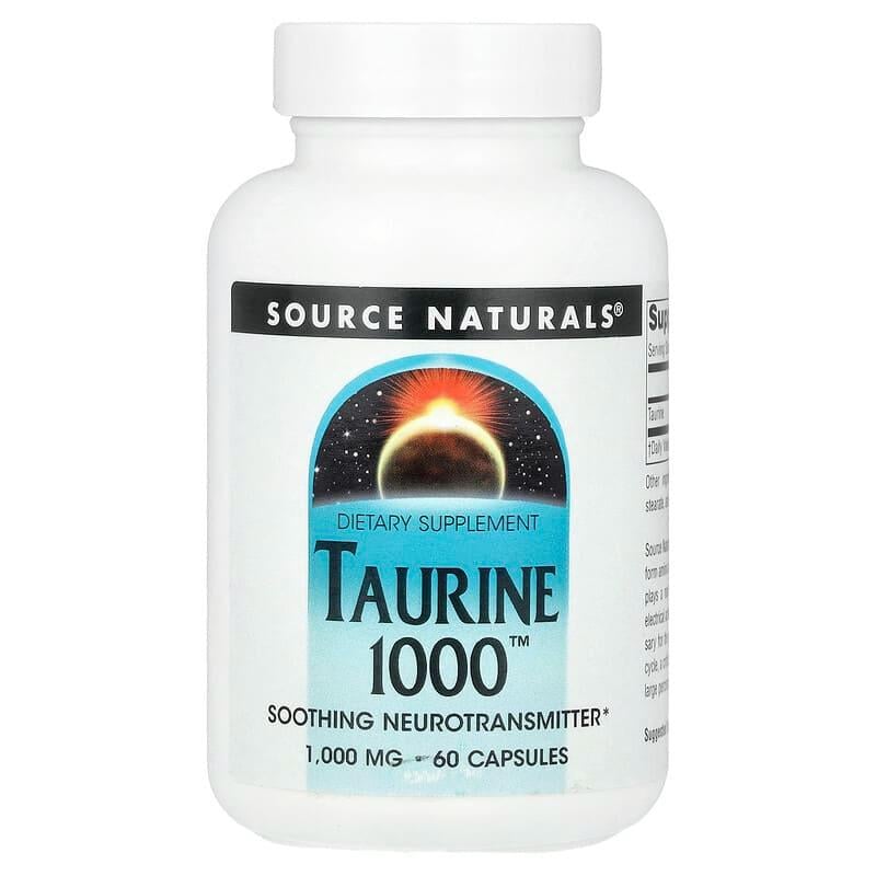 Тaурин для нервной системы Source Naturals 1000 мг 60 капсул (2726112244)