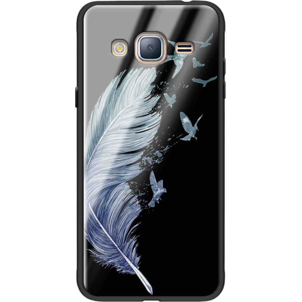 Чехол BoxFace Samsung J320 Galaxy J3 Feather Черный силикон со стеклом (24962-cc38-37742)